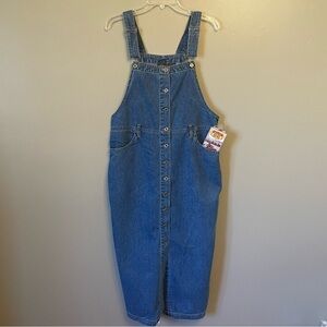NWT Route 66 Overall Denim dress retro button down size 13/14 cottage core